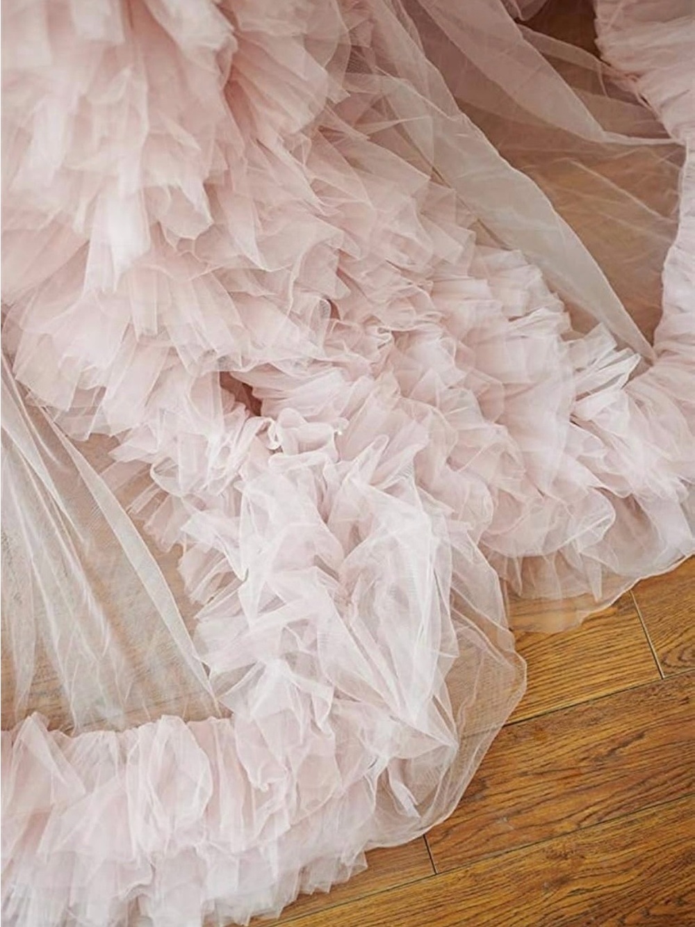 Soft Blush Ruffle Tulle Maxi for Bridal Photoshoot - Picture 5 of 12